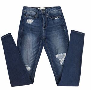 Mudd Women's Dark Blue Distressed Skinny Jeans